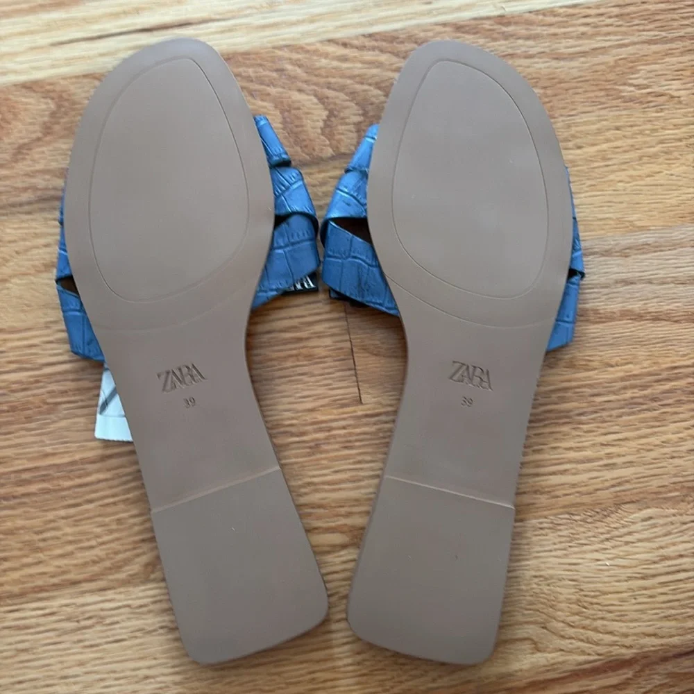 Zara leather blue sandals - Picture 2 of 3